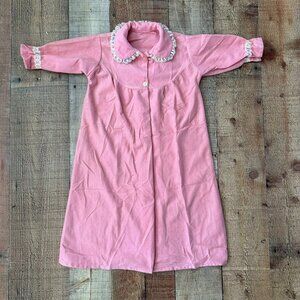 Vintage Pink Baby Girl Sleep Dress With Lace Collar & Sleeve Trim